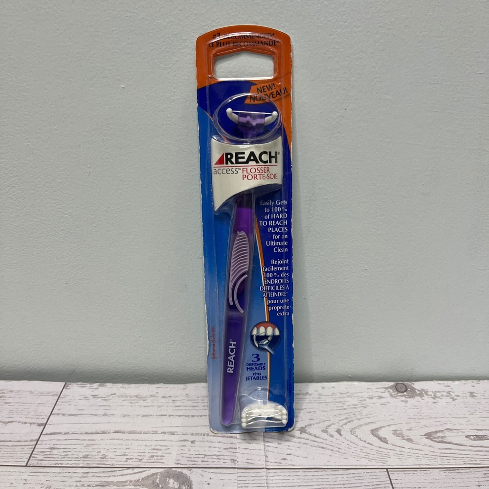 Reach Access Flosser Purple Dental Tool with 3 Disposable Heads New 2005 NOS